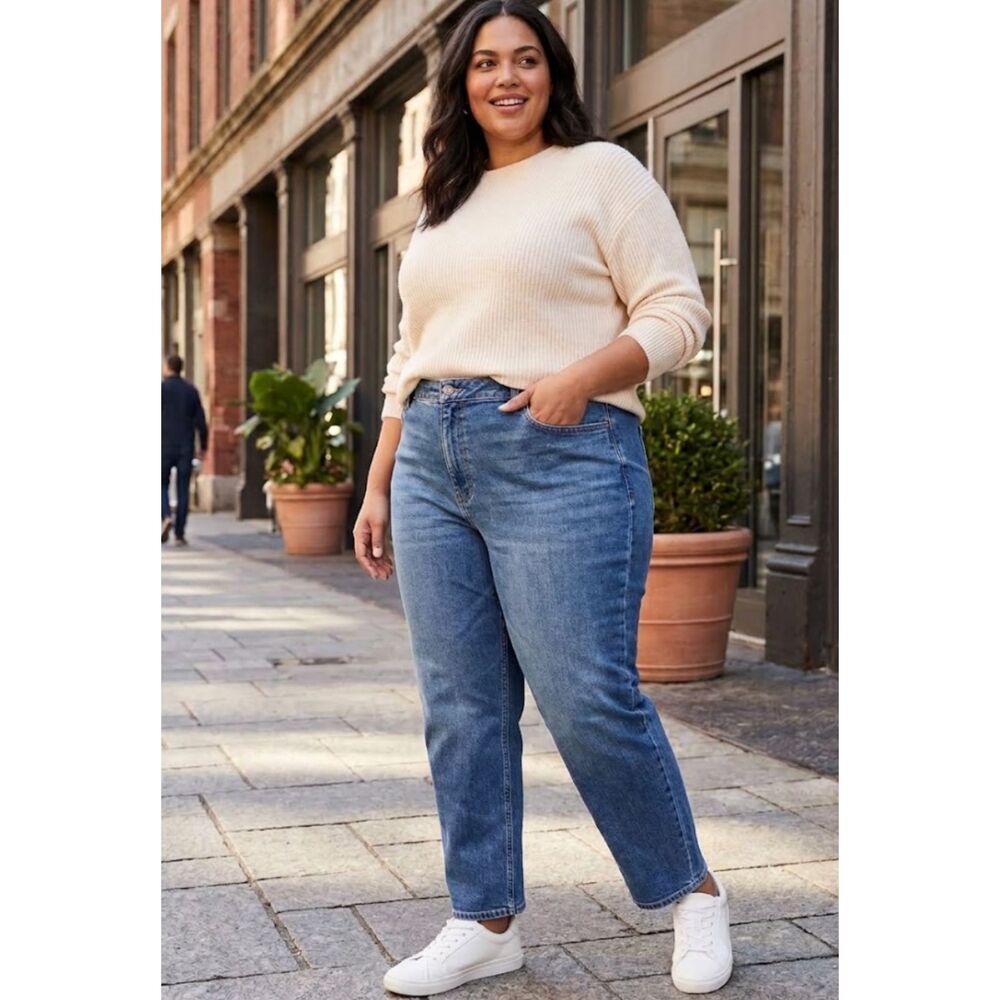New Old Navy High-Waisted Button-Fly Slouchy Cropped Jeans Women's Plus Size 26